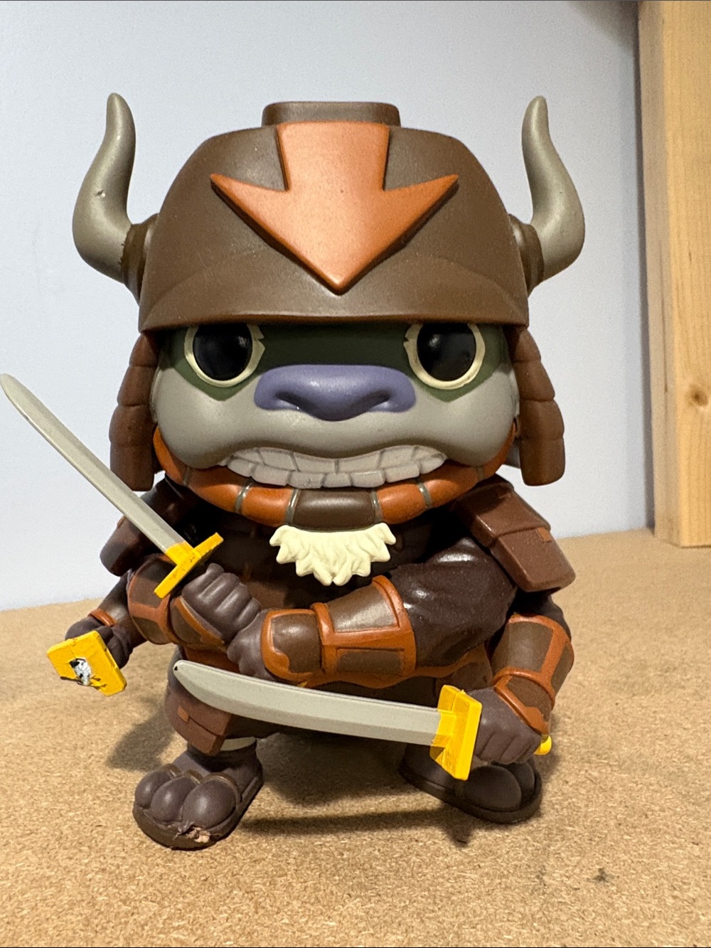 Brown Viking Warrior Vinyl Figure - Dual Sword Kids Toy